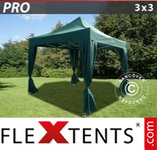 Flex canopy PRO 3x3 m Green, incl. 4 decorative curtains