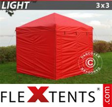 Flex canopy Light 3x3 m Red, incl. 4 sidewalls