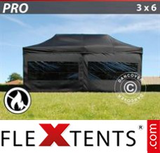 Flex canopy PRO 3x6 m Black, Flame retardant, incl. 6 sidewalls