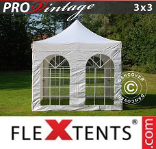 Flex canopy PRO Vintage Style 3x3 m White, incl. 4 sidewalls