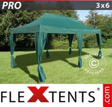 Flex canopy PRO 3x6 m Green, incl. 6 decorative curtains