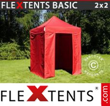Flex canopy Basic, 2x2 m Red, incl. 4 sidewalls