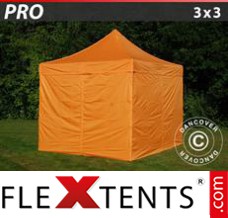 Flex canopy PRO 3x3 m Orange, incl. 4 sidewalls