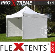 Flex canopy Xtreme 4x4 m White, Flame retardant, incl. 4 sidewalls