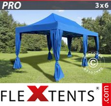 Flex canopy PRO 3x6 m Blue, incl. 6 decorative curtains
