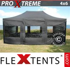 Flex canopy Xtreme 4x6 m Black, incl. 8 sidewalls