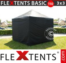 Flex canopy Basic 110, 3x3 m Black, incl. 4 sidewalls