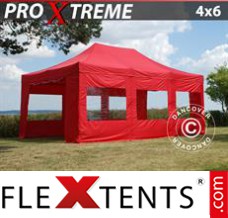 Flex canopy Xtreme 4x6 m Red, incl. 8 sidewalls