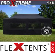 Flex canopy Xtreme 4x8 m Black, incl. 6 sidewalls