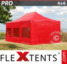 Flex canopy PRO 4x6 m Red, incl. 8 sidewalls