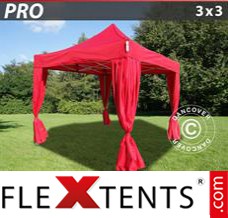 Flex canopy PRO 3x3 m Red, incl. 4 decorative curtains