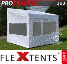 Flex canopy PRO Trapezo 3x3m White, incl. 4 sidewalls