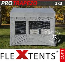 Flex canopy PRO Trapezo 3x3m Grey, incl. 4 sidewalls