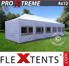 Flex canopy Xtreme 4x12 m White, incl. sidewalls