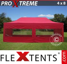 Flex canopy Xtreme 4x8 m Red, incl. 6 sidewalls