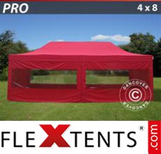 Flex canopy PRO 4x8 m Red, incl. 6 sidewalls