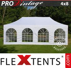 Flex canopy PRO Vintage Style 4x8 m White, incl. 6 sidewalls