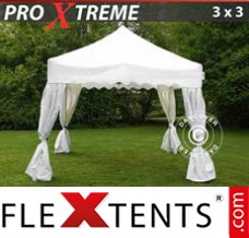 Flex canopy Xtreme "Wave" 3x3m White, incl. 4 decorative curtains