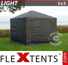 Flex canopy Light 3x3 m Black, incl. 4 sidewalls
