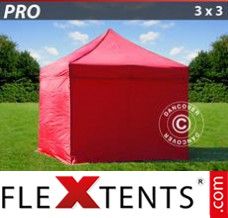 Flex canopy PRO 3x3 m Red, incl. 4 sidewalls
