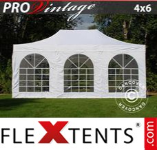 Flex canopy PRO Vintage Style 4x6 m White, incl. 8 sidewalls