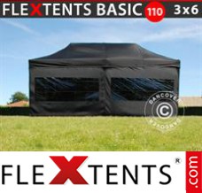 Flex canopy Basic 110, 3x6 m Black, incl. 6 sidewalls