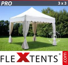 Flex canopy PRO "Wave" 3x3 m White, inkl. 4 decorative curtains