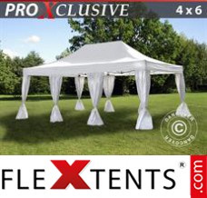 Flex canopy PRO 4x6 m White, incl. 8 decorative curtains