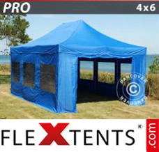 Flex canopy PRO 4x6 m Blue, incl. 8 sidewalls