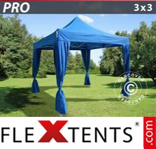 Flex canopy PRO 3x3 m Blue, incl. 4 decorative curtains