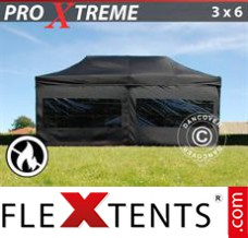 Flex canopy Xtreme 3x6 m Black, Flame retardant incl. 6 sidewalls