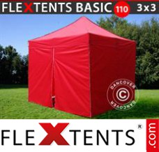 Flex canopy Basic 110, 3x3 m Red, incl. 4 sidewalls