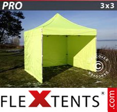 Flex canopy PRO 3x3 m Neon yellow/green, incl. 4 sidewalls