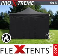 Flex canopy Xtreme 4x4 m Black, Flame retardant, incl. 4 sidewalls