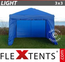 Flex canopy Light 3x3 m Blue, incl. 4 sidewalls