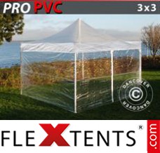Flex canopy PRO 3x3 m Clear, incl. 4 sidewalls
