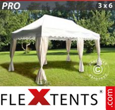 Flex canopy PRO "Wave" 3x6 m White, incl. 6 decorative curtains