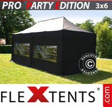 Flex canopy PRO 3x6 m Black, incl. 6 sidewalls