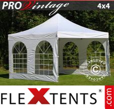 Flex canopy PRO Vintage Style 4x4 m White, incl. 4 sidewalls