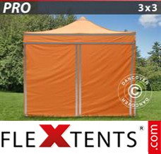 Flex canopy PRO Work tent 3x3 m Orange Reflective, incl. 4...