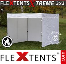 Flex canopy Xtreme Exhibition w/sidewalls, 3x3 m, White, Flame...