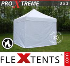 Flex canopy Xtreme 3x3 m White, Flame retardant, incl. 4 sidewalls