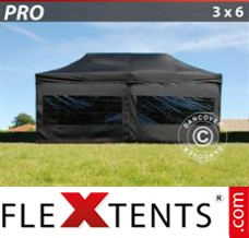 Flex canopy PRO 3x6 m Black, incl. 6 sidewalls