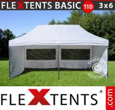 Flex canopy Basic 110, 3x6 m White, incl. 6 sidewalls