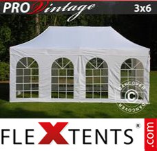 Flex canopy PRO Vintage Style 3x6 m White, incl. 6 sidewalls